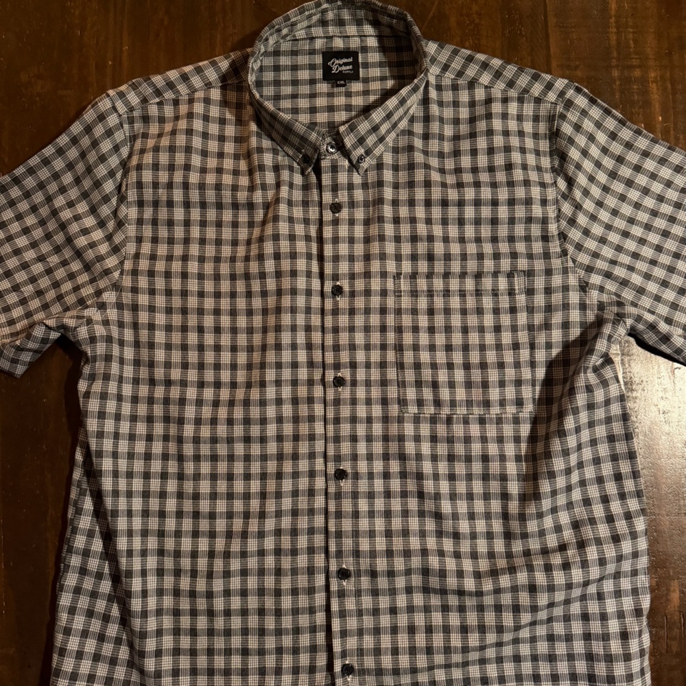Original Deluxe Black & White Checked Button-Down Shirt -2XL